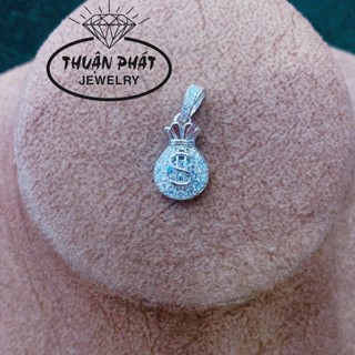 Phụ kiện mặt dây chuyền nữ charm  túi tiền tài lộc nhỏ trang sức bạc xi bạch kim sáng chiếu M0110