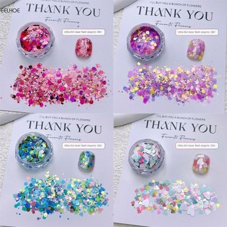 1 hộp Laser siêu mỏng Gradient Nail Art Sequins / Dopamine Mix Sequin Nail Art Jewelry / Hình trái tim Hình tròn hỗn hợp Nail Art Sequins Trang trí
