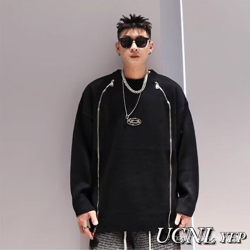 Hlmu Nam Thời Trang Thu Đông Dệt Kim Dây Kéo Áo Len Cardigan Thường Ngày