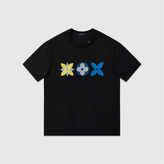 Xu Hướng Cổ Điển LOU568V Cặp Đôi Thời Trang Cotton Thể Thao Áo Phông Cổ Điển Thêu Hoa Ngắn Tay Áo Plus Kích Thước Unisex
