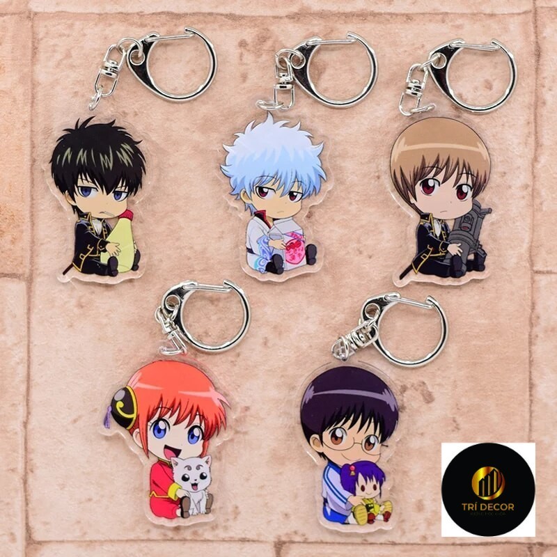 Móc khóa GINTAMA Character v Sakata Gintoki Kagura Shimura Shinpachi 2 Phụ kiện trang trí túi xách B