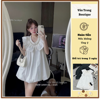 T165 Áo Váy Cổ Đính Đá Phồng Dáng Giấu Quần Siêu Xinh Có Ảnh Thật Hàng L1