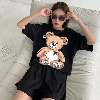 [Nóng bán] Áo Thun lạnh Unisex TN27 HALEY Tay Lỡ Form Rộng Nam Nữ GẤU NÂU vải cotton Street style Ulzzang