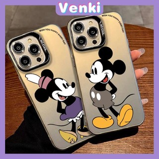 VENKI - Dành cho iPhone 15 Pro Max iPhone 11 Ốp lưng sang trọng IMD Mạ Tia laze Khung TPU mềm Bảng cứng Máy ảnh mát mẻ Cặp đôi chuột Mickey Tương thích với iPhone 14 13 12 11 Pro max Plus