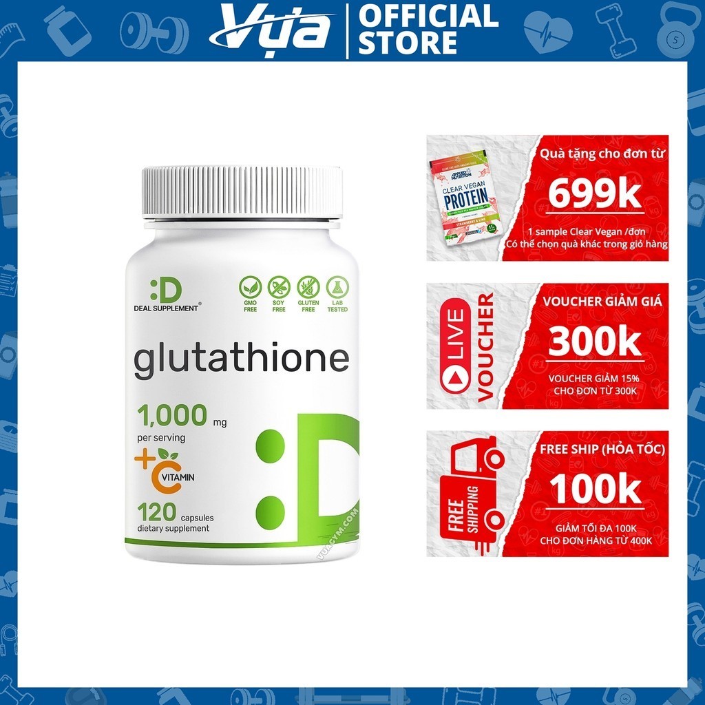 Viên Uống Deal Supplement - Glutathione 1000mg + Vitamin C - Hỗ Trợ Sức Khỏe, Chính Hãng