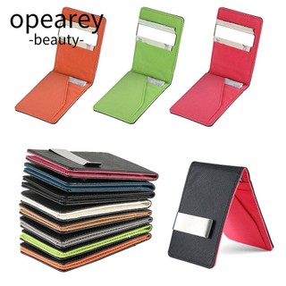 Opearey Kẹp tiền bằng thép không gỉ Ví gấp đôi bằng da bạc