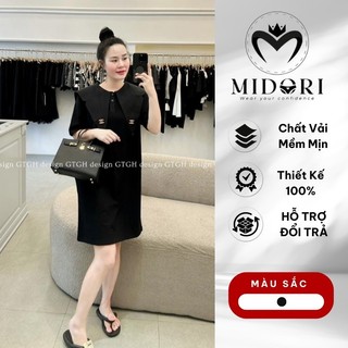 Đầm babydoll thiết kế cổ áo thủy thủ kèm tag cài xinh chất vải mềm mát không nhăn nhàu thích hợp mặc đi làm mặc ở nhà