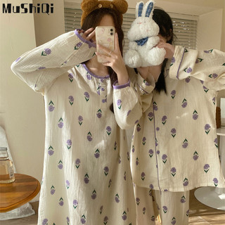 Bộ đồ ngủ mới dành cho nữ MUSHIQI, áo ngủ dài tay dành cho nữ, trang phục thường ngày tại nhà, ngọt ngào và dễ thương