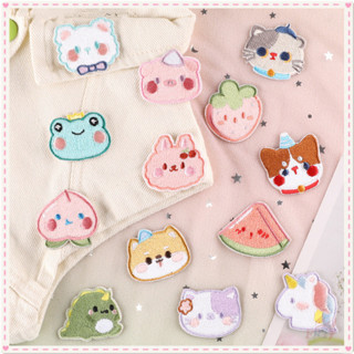 ✿ Miếng dán nhãn dán tự dính động vật và trái cây cho bé ✿ 1 Con Heo / Chó / Mèo / Kỳ Lân / Gấu / Dưa Hấu / Đào / Dâu DIY May Trên Sắt Trên Thêu Quần Áo Huy Hiệu