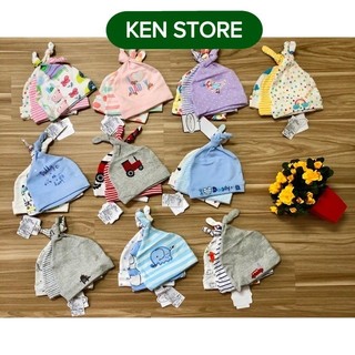 Set 3 Mũ nón sơ sinh cao cấp Momcare (0-3m) KEN STORE