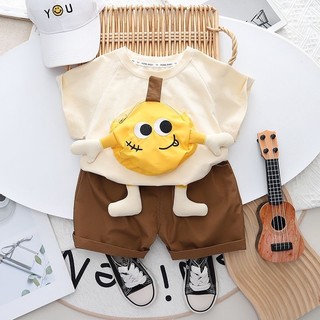  Quần áo trẻ em Quần áo mùa hè cho bé trai Bộ đồ mùa hè phong cách mới Hoạt hình cho bé Bộ đồ hai mảnh ngắn tay thời trang Quần áo hợp thời trang