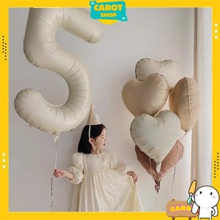 [TẶNG ỐNG THỔI] Bóng Số Tuổi Màu Caramel vintage phong cách Hàn Quốc Dùng Trang Trí Sinh Nhật Cho Bé