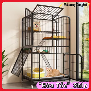 Chuồng mèo 2/3/4/5 tầng quây chuồng chó Có Bánh Xe tặng kèm khay vệ sinh đủ lồng nuôi mèob,Nhà mèo lớn mới nâng cấp Chuồ