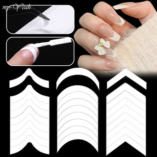 Myyeah tấm 2 miếng dán trang trí móng tay nghệ thuật kẻ sọc trắng diy