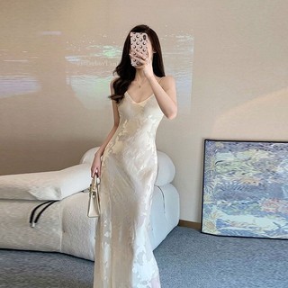 Đầm Sling 2024 Mới Tính Khí Pháp Cao Cấp Tính Khí Eo Cắt Tỉa Đầm Giảm Béo