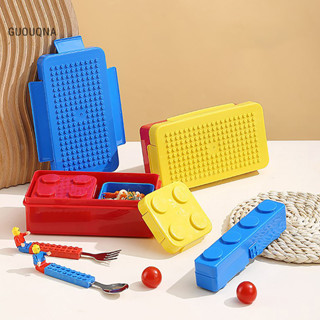 Guouqna Di Động Kín Hộp Cơm Trưa Màu Khối Xây Dựng Nối Trẻ Em Học Sinh Hộp Cơm Trưa Nhiều Màu Sắc Dã Ngoại Salad Trái Cây Bento Hộp GUOUqna