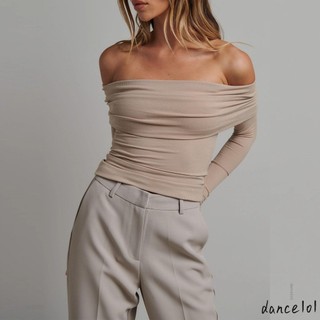 Dance1o1-áo Crop dài tay màu trơn dành cho nữ