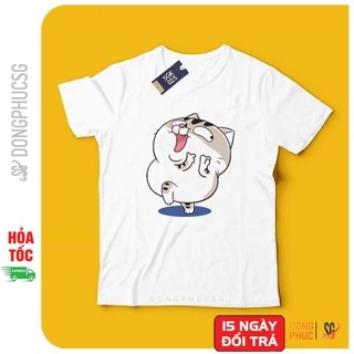 Áo phông mèo Ami bụng bự dễ thương form unisex nam nữ thun cotton mềm mịn màu trắng SGK025T