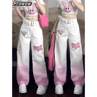 Prowow quần ống rộng quần nữ jean Casual Cute Cổ điển thời trang WNK241087V 8Z240222