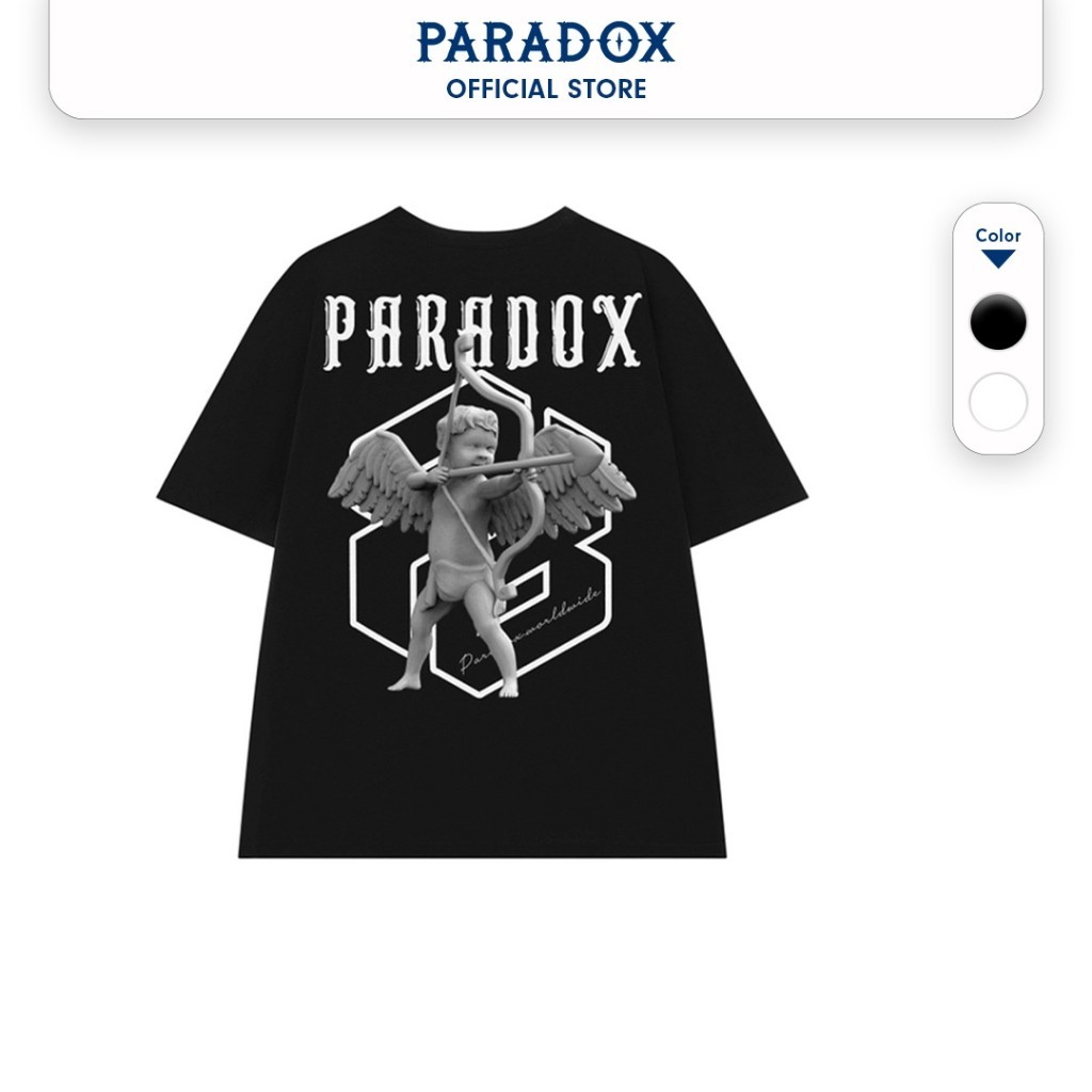 Áo thun form rộng Paradox tay lỡ - Unisex - In hình - CUPID - Đen, Trắng