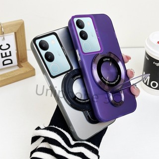 Vỏ khung sang trọng VIVO V29 V29 pro V29 Lite Vỏ cứng acrylic mờ dày chống sốc Vỏ bọc có giá đỡ hút từ tính tròn