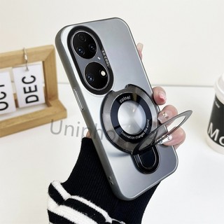 Vỏ khung sang trọng Huawei P60 50 40 30 Pro Vỏ cứng mờ acrylic dày chống sốc có giá đỡ hút từ tính tròn