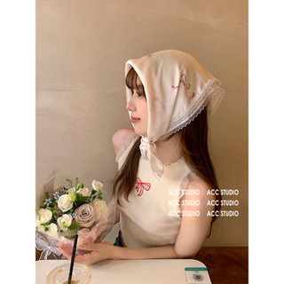 Lời hứa mùa xuân thiết kế ban đầu nơ thỏ ren pháp khăn trùm đầu khăn lụa nữ baotou
