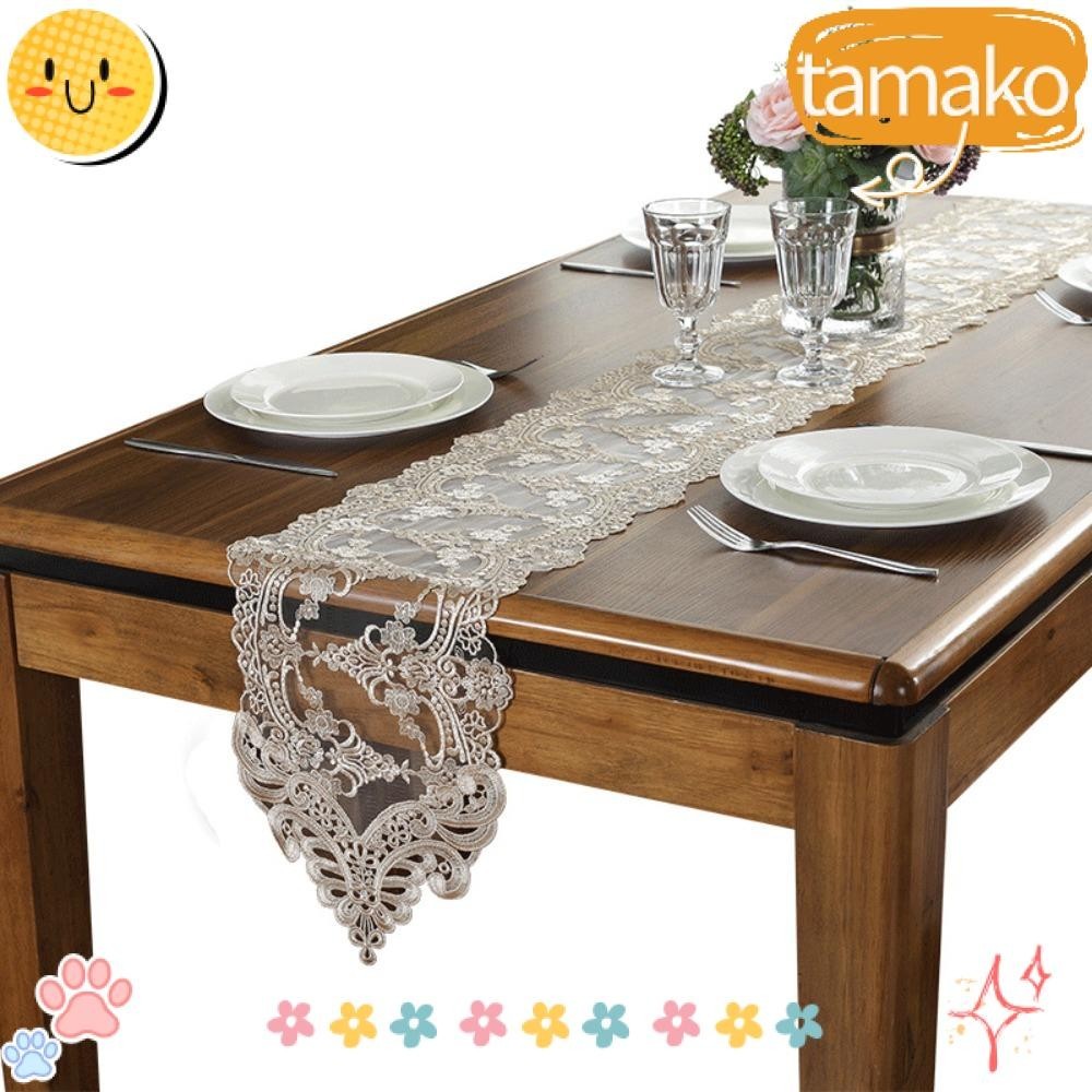Tamako Table Runner, Khăn trải bàn trang trí màu trắng / sâm panh 26 *