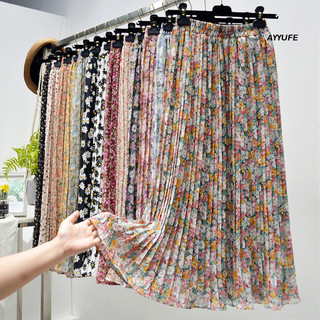 Ayyufe Váy Hoa Eo Co Giãn Họa Tiết Tinh Tế Cực Mềm Mại Không Phai Màu Rời Trang Phục Polyester Mùa Hè In Hoa Đầm Nữ Xếp Ly Váy Cho Nữ