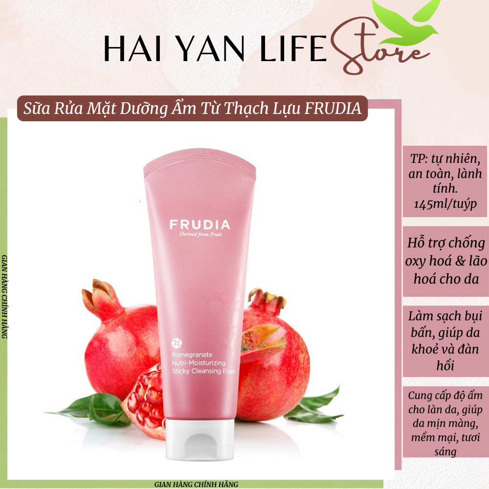 Sữa rửa mặt dưỡng ẩm chống lão hóa Thạch Lựu Frudia Pomegranate Nutri-Moisturizing Sticky Cleansing Foam - tuýp145ml