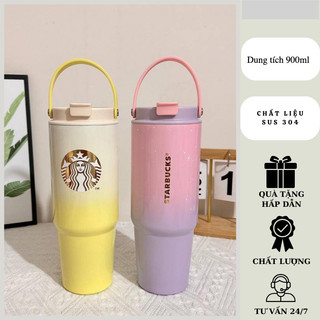  Ly giữ nhiệt Starbucks Gradient Green 900ml bình nước inox 304 nắp kín kèm tem dán Starbuck 