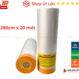 1 Cuộn băng keo nilon 280cm Top One - che chắn khi phun sơn, Màng bọc nilon che bụi đa năng, băng keo che sơn