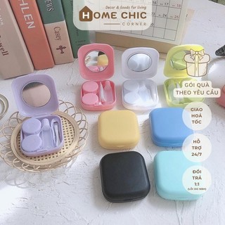 Hộp đựng lens hộp kính áp trọng tiện lợi xinh xắn có gương mang theo hằng ngày đi du lịch | HOME CHIC CORNER