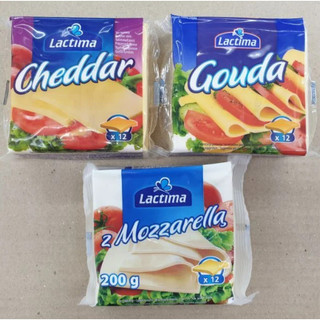 Phô mai lát lactima cheddar / gouda / mozzarella 200gr 12 lát