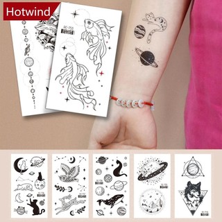 Hotwind chống thấm nước tươi hình xăm miếng dán đen trắng chắc chắn hoạt hình hình hình xăm hình dán sáng tạo cơ thể nghệ thuật hình xăm miếng dán u2z9