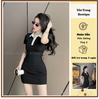 T171 Váy polo ôm body cộc tay dúm eo siêu xinh kèm ảnh thật