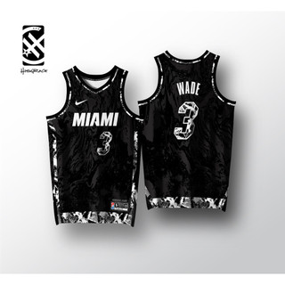 Miami HEAT WADE BLACK HG JERSEY FULL SUBLIMATION BASKETBALL JERSEY tùy chỉnh tên và số