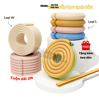 Cuộn Miếng Xốp Bọc Cạnh Bàn Dày dặn Dây Cao Su Che Bịt Cạnh Bàn, Ghế An Toàn Cho Bé 2 Loại L-W