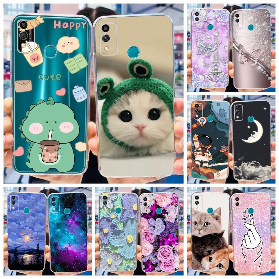 Ốp điện thoại Honor 9X Lite Họa tiết mèo khủng long dễ thương Vỏ bảo vệ silicon mềm Honor 9Xlite JSN