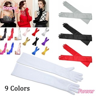 Đôi Găng Tay Satin Dài Hở Ngón Nhiều Màu Sắc Thời Trang Cho Nữ