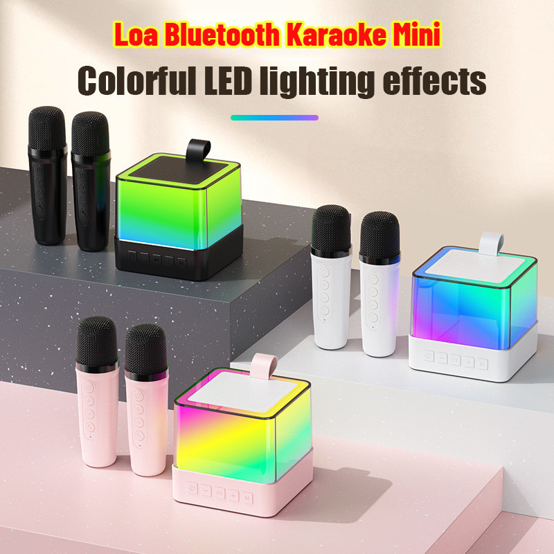 Loa bluetooth mini hát karaoke k18 tặng kèm 2 mic, nhỏ gọn có thể mang theo dễ dàng sử dụng,có thể thay đổi giọng