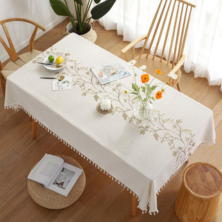 Khăn trải bàn cotton và vải lanh dệt kim thêu khăn trải bàn trang trí nhà cửa đơn giản dài khăn trải bàn chạy bàn thảm