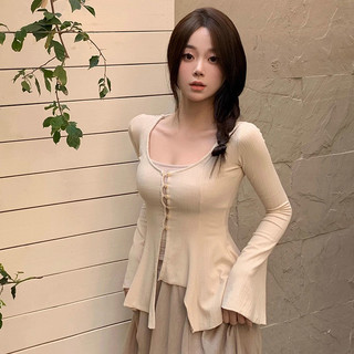 Phong Cách Tòa Án Retro Cardigan Spaghetti-Strap Camisole Top Nữ Thu Đông Mới Trung Quốc Màu Trơn Cao Cấp Áo Sơ Mi Nhỏ Cho Nữ