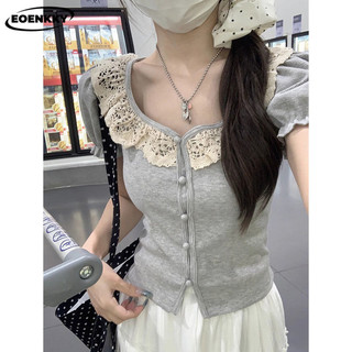  EOENKKY áo phông áo thun nữ croptop baby tee Xu hướng Casual Trendy Fashion WTX2430RIC 15Z240408