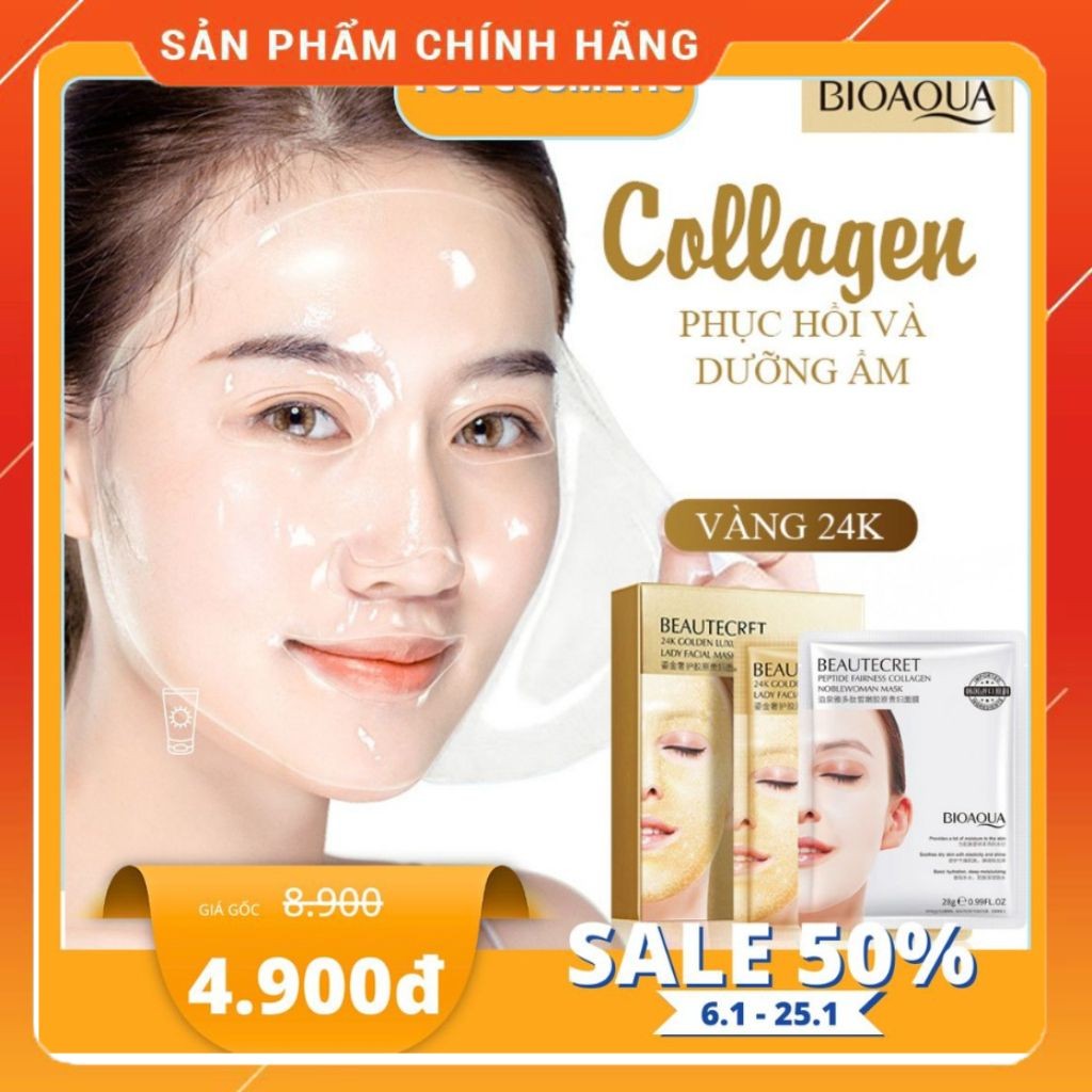 Combo 10 Mặt Nạ Thủy Tinh Trong Suốt Bioaqua, Mặt Nạ Thạch Collagen Phục Hồi Chống Lão Hoá  Làm Mờ V