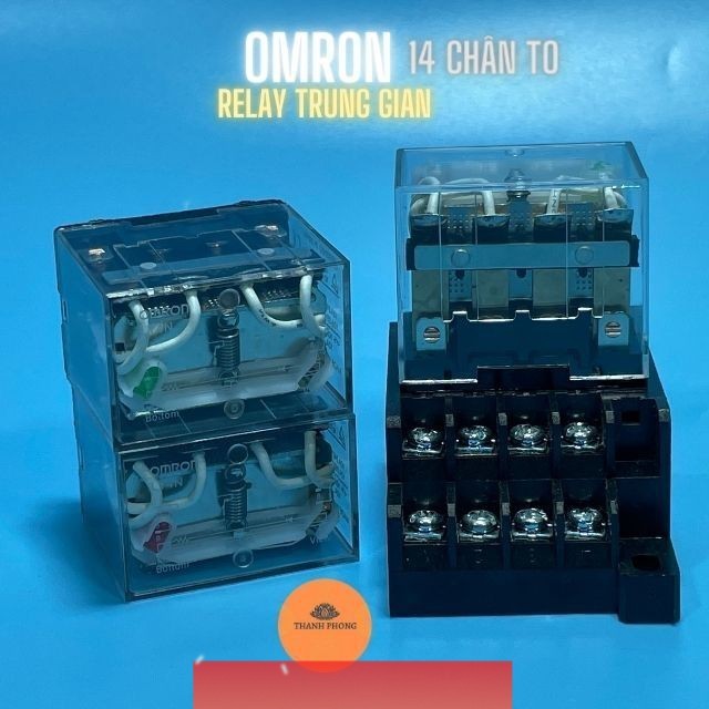Rơ Le Trung Gian 14 Chân To 10A HH64 LY4N | 220V/24VDC/12VDC | Kèm Đế Relay | Chính Hãng, Độ Bền Cao