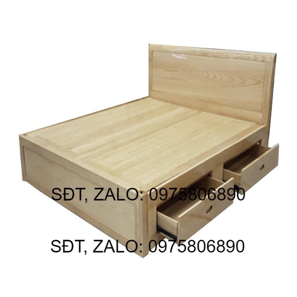 Giường Ngủ Gỗ Sồi 1m8x2m Phản Ngăn Kéo Màu Tự Nhiên