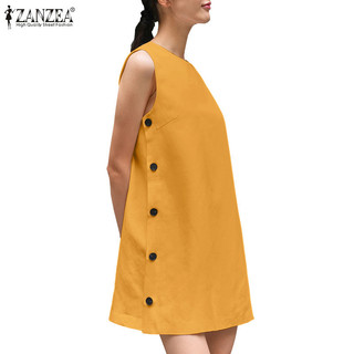 Zanzea Đầm Nữ Cộc Tay Cổ Tròn Form Rộng Thời Trang Hàn