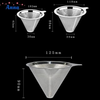 【Anna】Stainless Steel Pour Over Cone Coffee Dripper Mesh Filter Reusable Tool S/ M/L