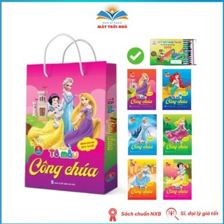 Sách - Tô Màu Công Chúa Dành Cho Bé 2 - 6 Tuổi - Túi Gồm 6 Cuốn (Có Lựa Chọn Kèm Sáp 12 Màu)